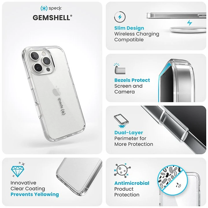 Dėklas Speck Gemshell do iPhone 16 Pro permatomas