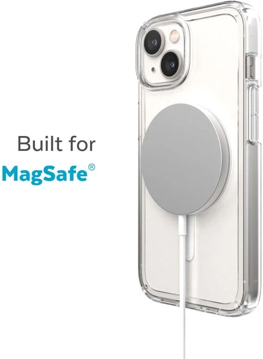 Dėklas Speck Gemshell + MagSafe, skirtas iPhone 14 Plus su puse mikrobano (skaidrus)
