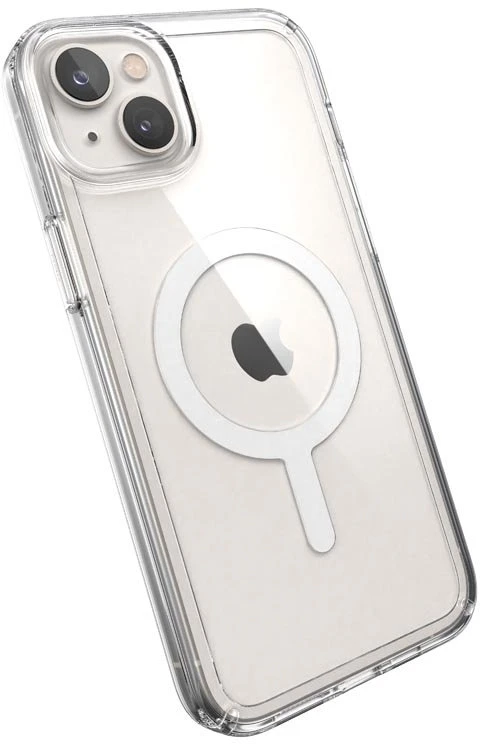 Dėklas Speck Gemshell + MagSafe, skirtas iPhone 14 Plus su puse mikrobano (skaidrus)
