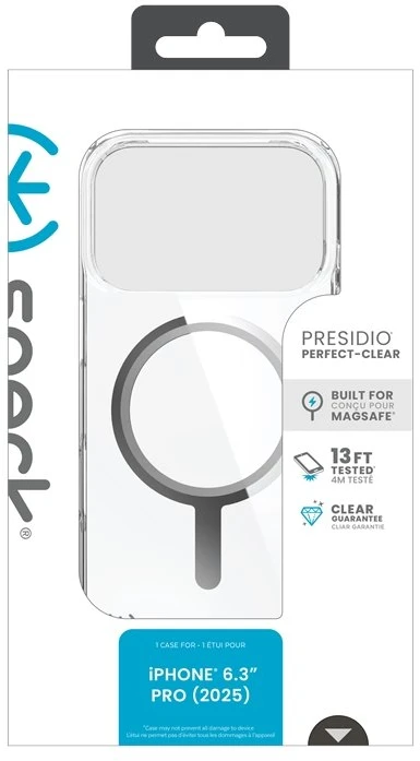 Speck Presidio Perfect Clear MagSafe - dėklas Apple iPhone 17 Pro Clear / Sidabrinis