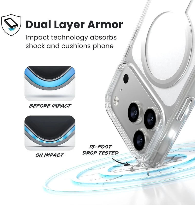 Speck Presidio Perfect Clear MagSafe - dėklas Apple iPhone 17 Pro Clear / Sidabrinis
