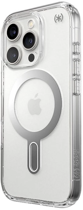Speck Presidio Perfect-Clear ClickLock & MagSafe - dėklas skirtas Apple iPhone 16 Pro Clear / Chrome Finish / Serene Sidabrinis