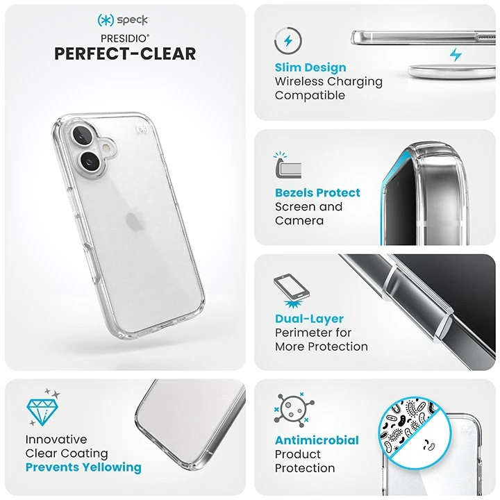 Speck Presidio Perfect-Clear - dėklas skirtas Apple iPhone 16 Clear