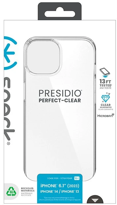 Speck Presidio Perfect-Clear - dėklas skirtas Apple iPhone 16e / Apple iPhone 15 / Apple iPhone 14 / Apple iPhone 13 Clear