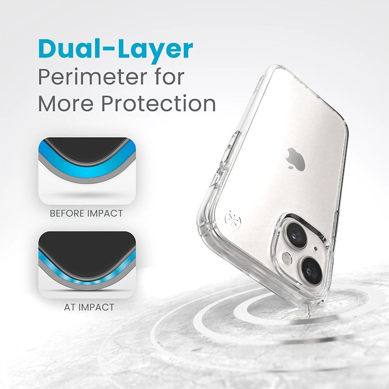 Speck Presidio Perfect-Clear - dėklas skirtas Apple iPhone 16e / Apple iPhone 15 / Apple iPhone 14 / Apple iPhone 13 Clear