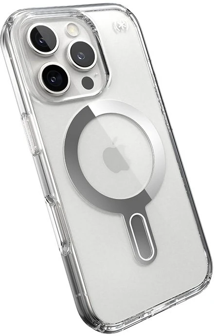 Speck Presidio Perfect-Clear ClickLock & MagSafe - dėklas skirtas Apple iPhone 16 Pro Clear / Chrome Finish / Serene Sidabrinis