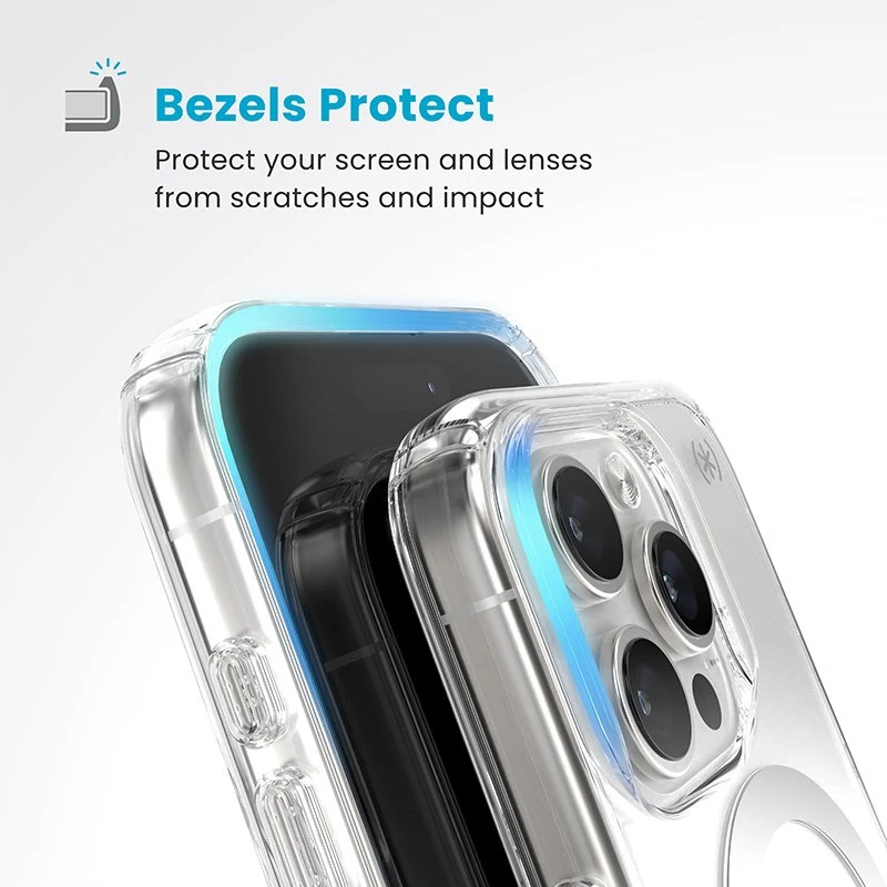 Speck Presidio Perfect-Clear ClickLock & MagSafe - dėklas skirtas Apple iPhone 16 Pro Clear / Chrome Finish / Serene Sidabrinis