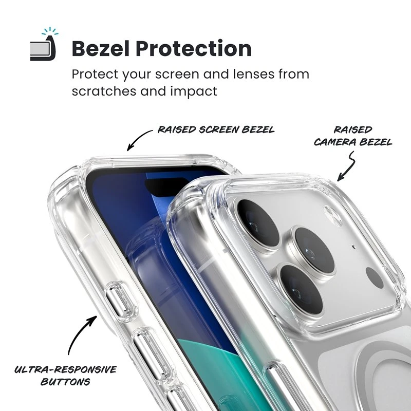 Speck Presidio Perfect Clear MagSafe - dėklas Apple iPhone 17 Pro Clear / Sidabrinis