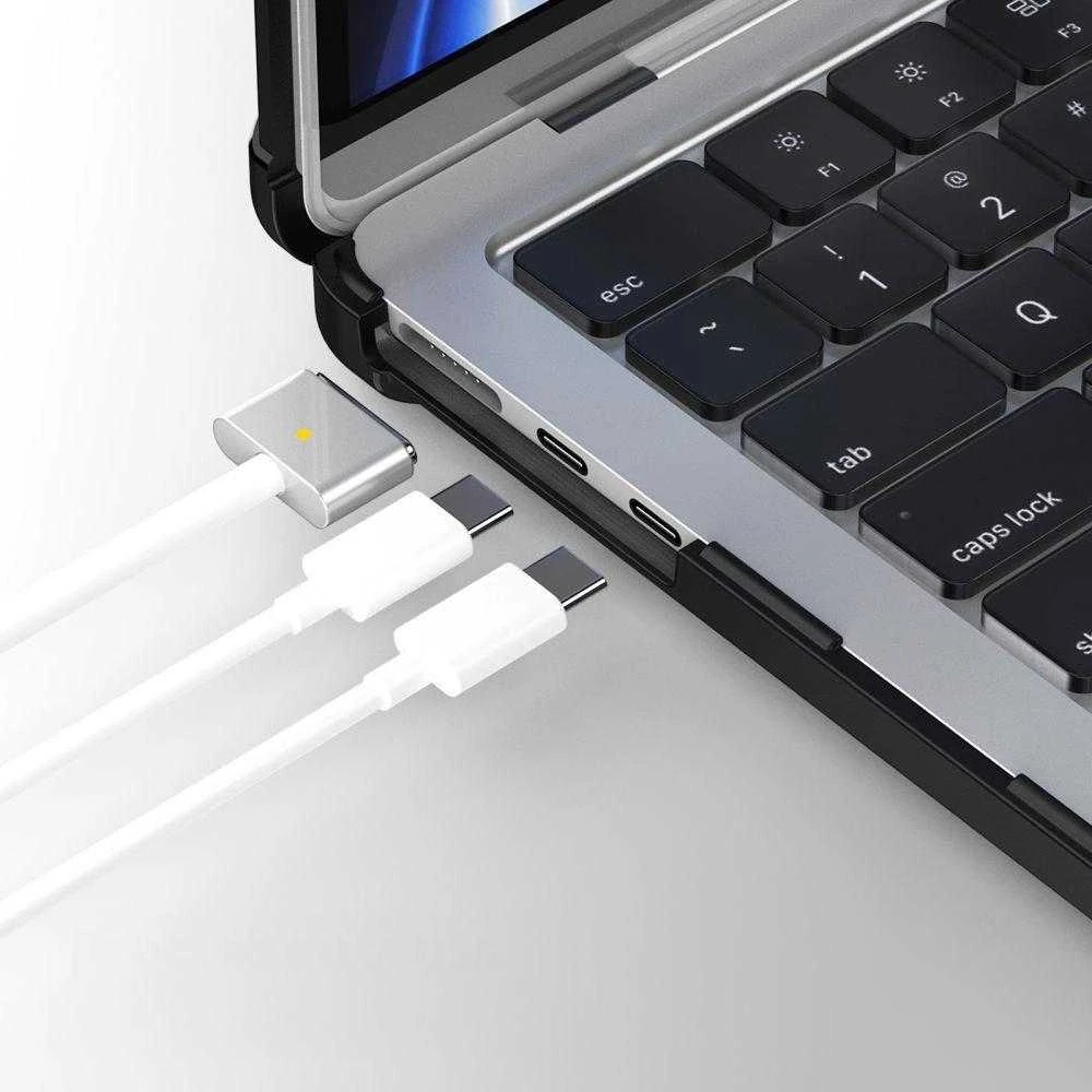 „Tech-Protect SmartShell Pro“ dėklas, skirtas „MacBook Air 13“ (2023–2025 M2 / M3 / M4) – skaidrus ir juodas