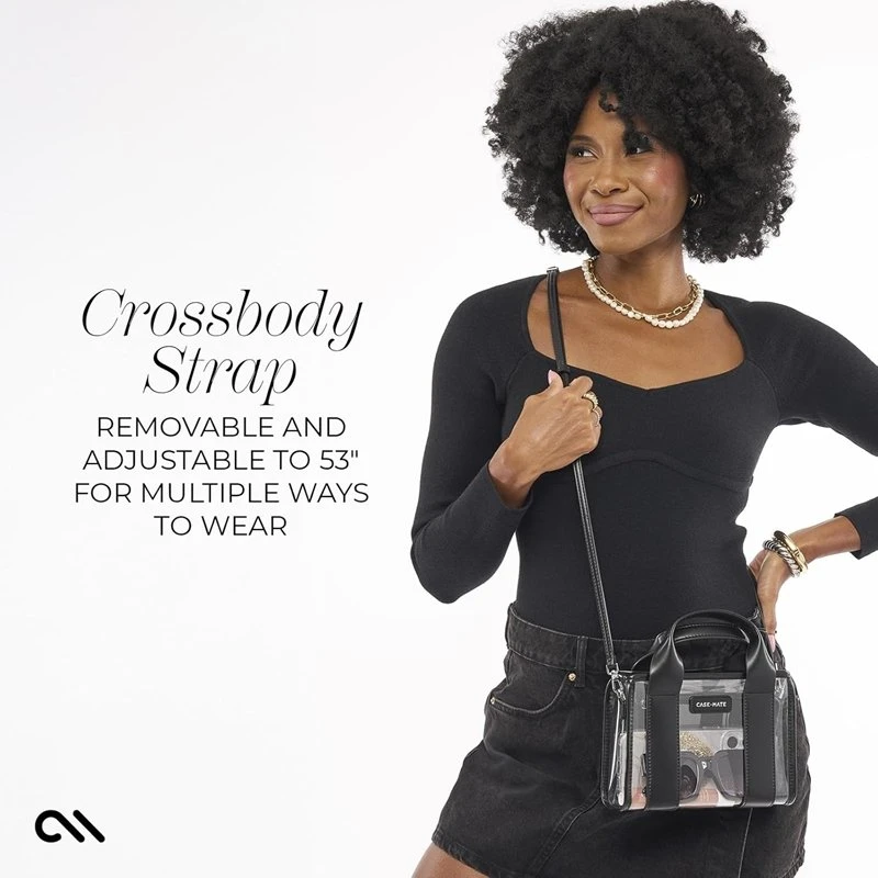 Case-Mate Micro Tote Bag - Atsparus vandeniui Shoulder Bag (Midnight Juodas/Clear)