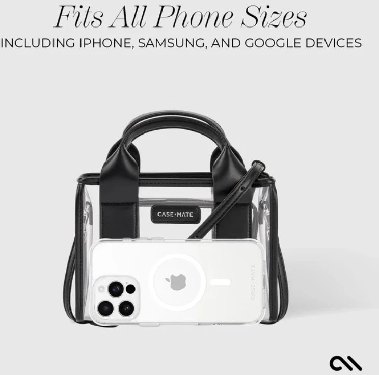 Case-Mate Micro Tote Bag - Atsparus vandeniui Shoulder Bag (Midnight Juodas/Clear)