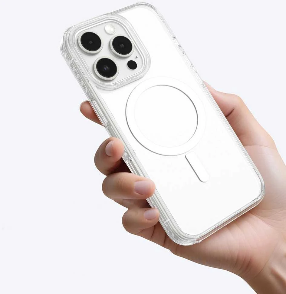 AmazingThing Titan Pro Mag dėklas su Magnetic Ring skirtas Apple iPhone 16 Pro - skaidrus