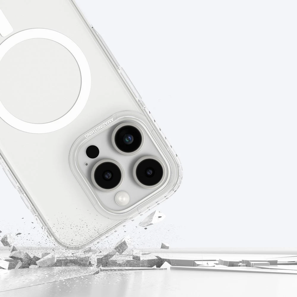 AmazingThing Titan Pro Mag dėklas su Magnetic Ring skirtas Apple iPhone 16 Pro - skaidrus