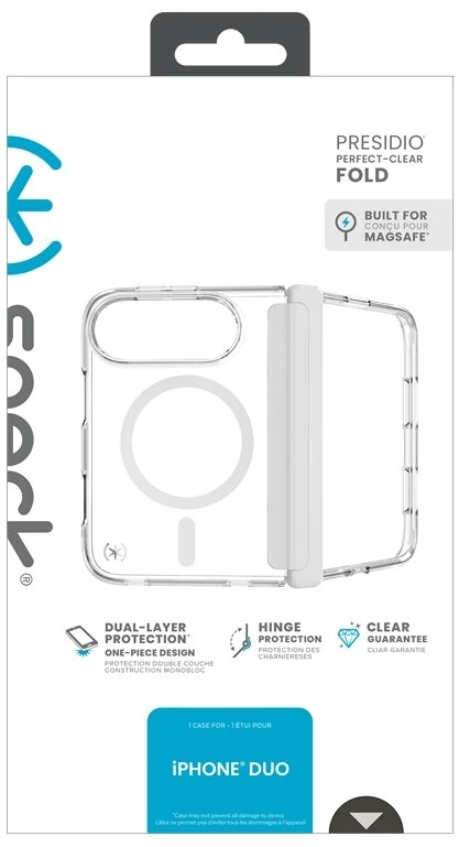 Permatomas „MagSafe“ dėklas „Speck Presidio Perfect Clear“ iPhone Fold
