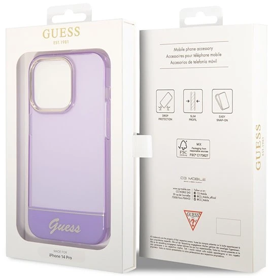 Permatomas telefono dėklas Guess Translucent iPhone 14 Pro Max
