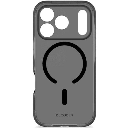 „Decoded DropTec“ skaidrus galinis dangtelis „MagSafe“ dėklas, skirtas „iPhone 17 Pro“ - juodas