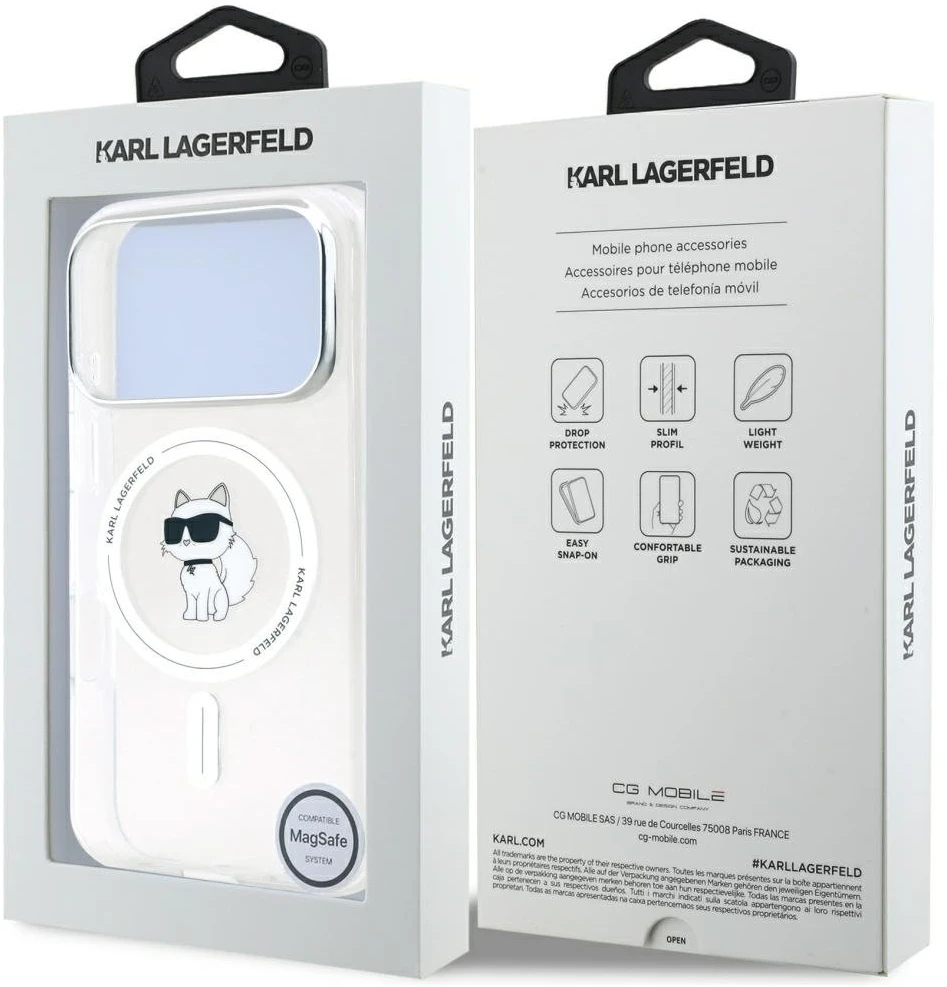 Karl Lagerfeld IML Choupette MagSafe dėklas skirtas Apple iPhone 17 Pro Max Clear