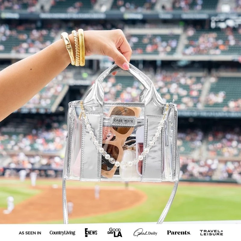 Case-Mate Micro Tote Bag - Atsparus vandeniui Shoulder Bag (Sidabrinis Chrome/Clear)
