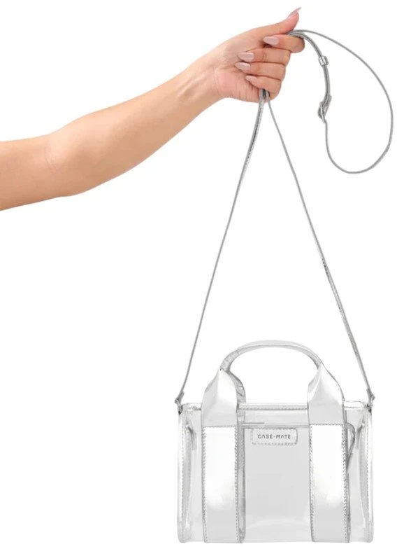 Case-Mate Micro Tote Bag - Atsparus vandeniui Shoulder Bag (Sidabrinis Chrome/Clear)