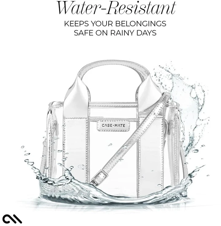 Case-Mate Micro Tote Bag - Atsparus vandeniui Shoulder Bag (Sidabrinis Chrome/Clear)