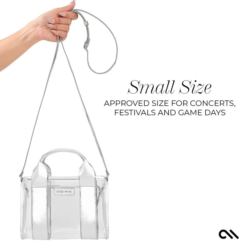 Case-Mate Micro Tote Bag - Atsparus vandeniui Shoulder Bag (Sidabrinis Chrome/Clear)