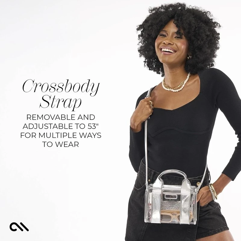Case-Mate Micro Tote Bag - Atsparus vandeniui Shoulder Bag (Sidabrinis Chrome/Clear)