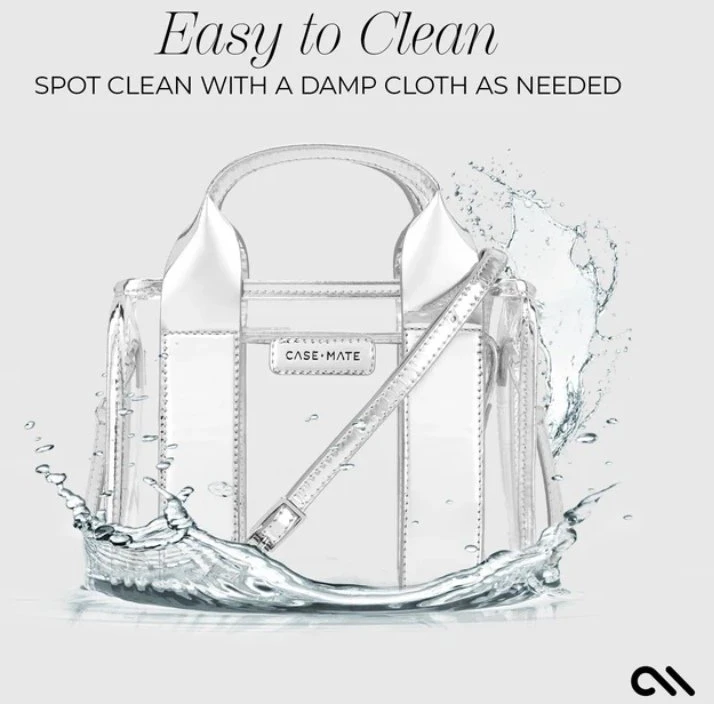 Case-Mate Micro Tote Bag - Atsparus vandeniui Shoulder Bag (Sidabrinis Chrome/Clear)