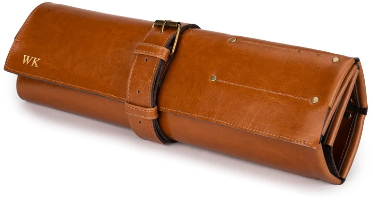 Kelioninis Solier Accessories Personalised leather knife case Solier SA44 camel