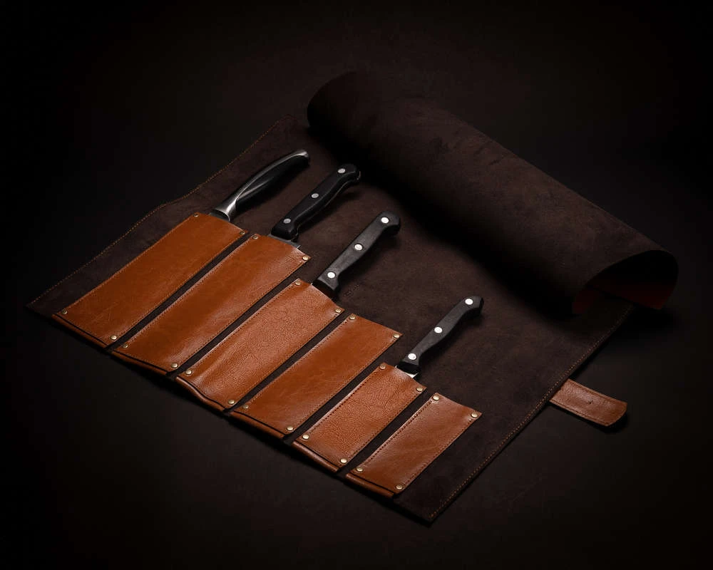 Kelioninis Solier Accessories Personalised leather knife case Solier SA44 camel