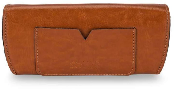 Personalized genuine leather spectacle case Solier SA37 camel