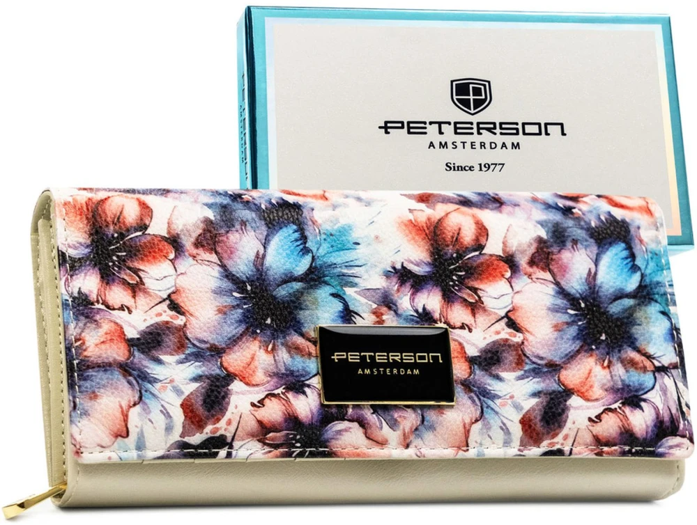 Didelė piniginė moterims Peterson, gėlėta PT119