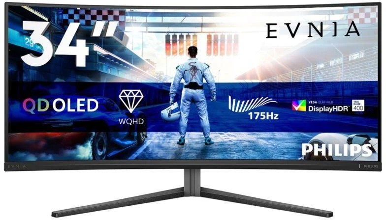 Monitorius Philips Evnia Curved Gaming Monitor, OLED 3440x1440, Juodas/Pilkas 34M2C6500/00