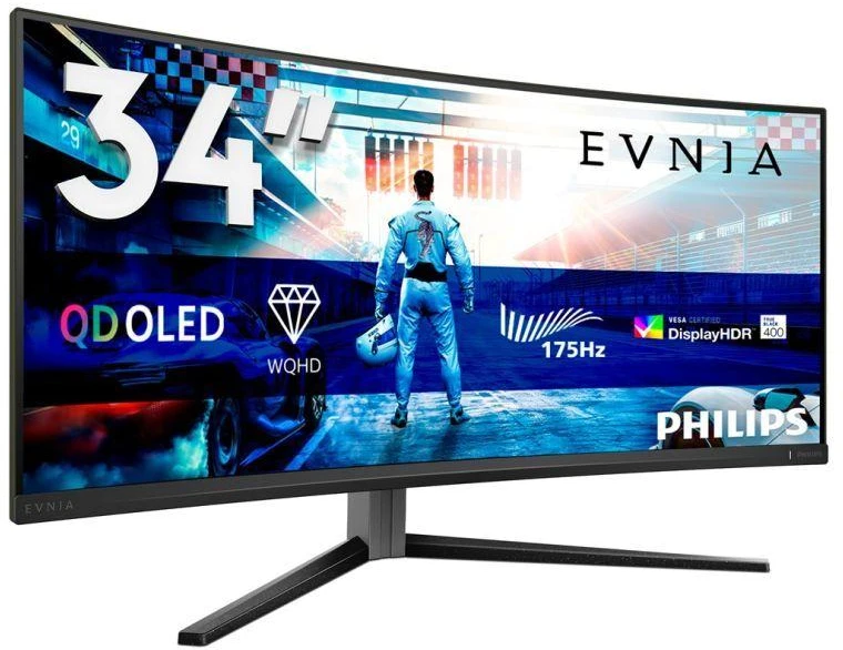 Monitorius Philips Evnia Curved Gaming Monitor, OLED 3440x1440, Juodas/Pilkas 34M2C6500/00