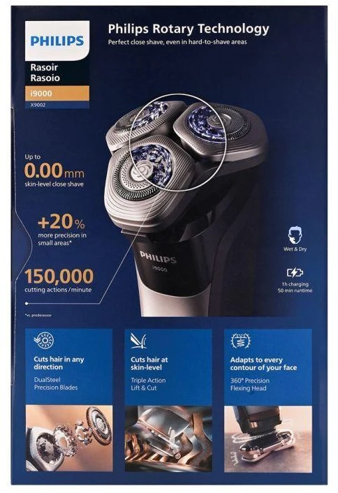 Philips i9000 drėgno ir sauso skutimo elektrinis skustuvas su „SkinIQ“ | X9002/10