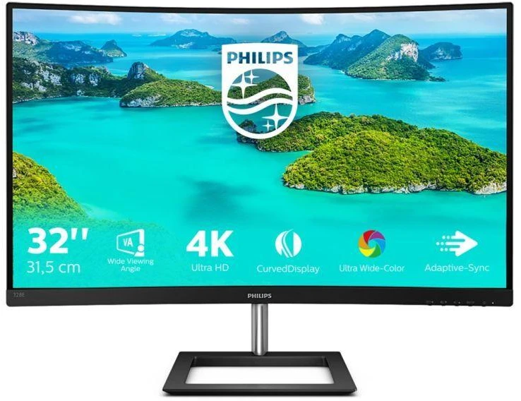 PHILIPS Lenktas LCD monitorius su „Ultra Wide-Color“ / 328E1CA/00 /  31,5 col. / 4K UHD / VA / HDMI/DP / garsiakalbiai