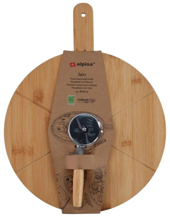 Alpina - Pizza serving set, 34 cm board + peilis
