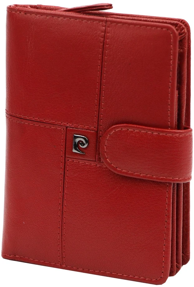 Moteriška natūralios odos piniginė Pierre Cardin, 10 × 13,5 × 3,5 cm, raudona