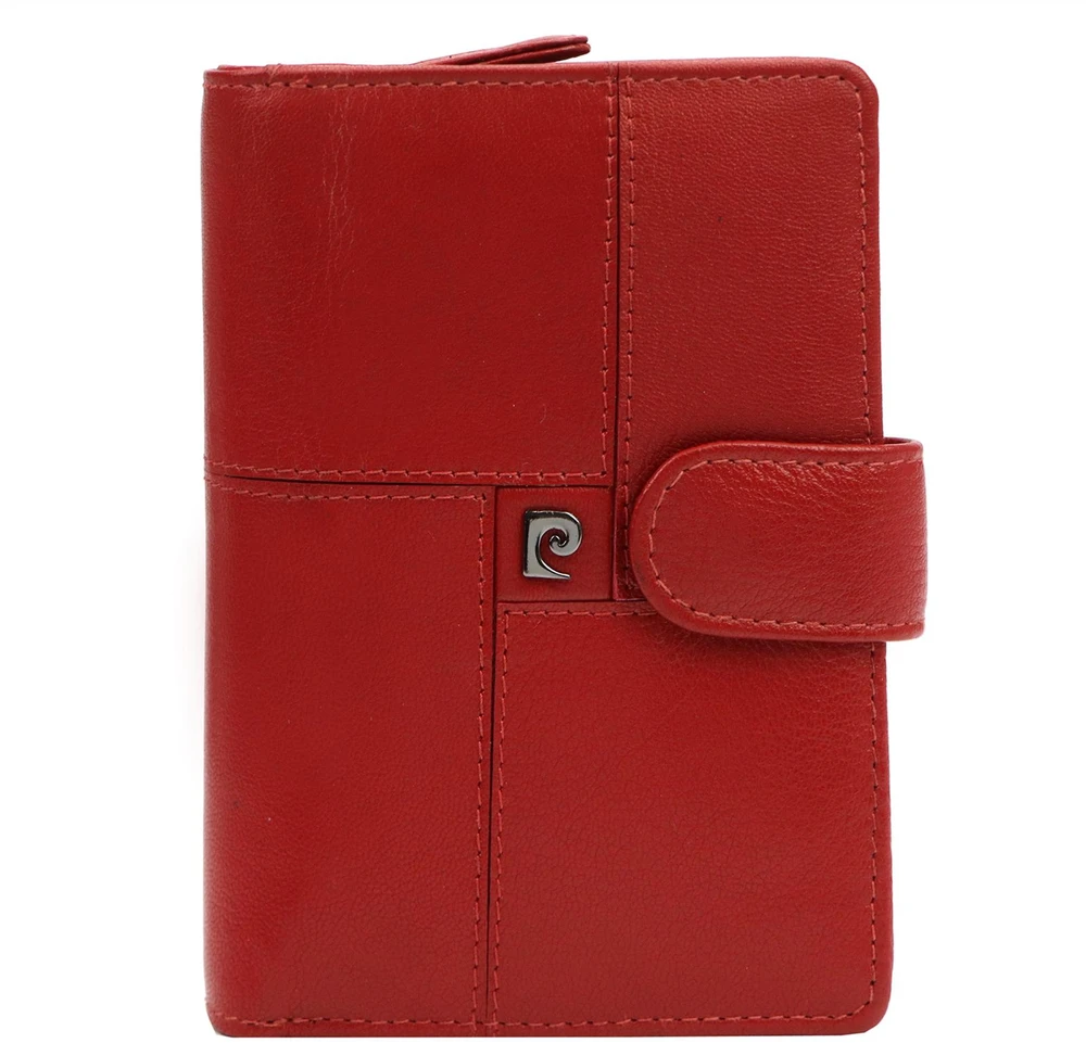 Moteriška natūralios odos piniginė Pierre Cardin, 10 × 13,5 × 3,5 cm, raudona