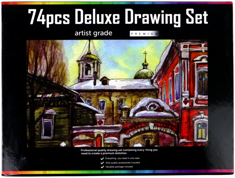 Pieštukų rinkinys Crayons dėžutėje Leantoys, 74 vnt.