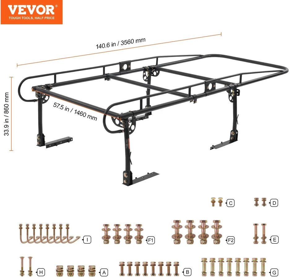 VEVOR Sunkvežimio kopėčių laikiklis 454 kg talpos 110-160 cm pločio