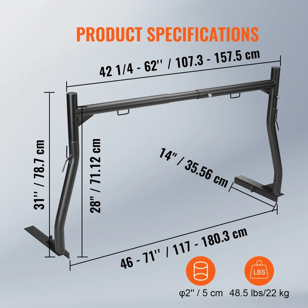 VEVOR Reguliuojamas sunkvežimių bagažinės stovas 1170-1803 mm