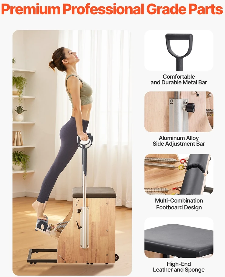 Vevor Pilates kėdė su padalytu pedalu viso kūno treniruotėms