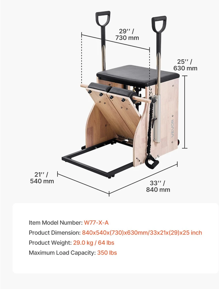 Vevor Pilates kėdė su padalytu pedalu viso kūno treniruotėms