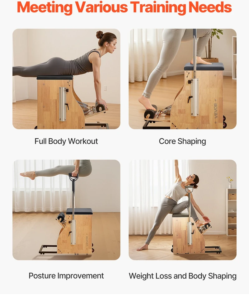 Vevor Pilates kėdė su padalytu pedalu viso kūno treniruotėms