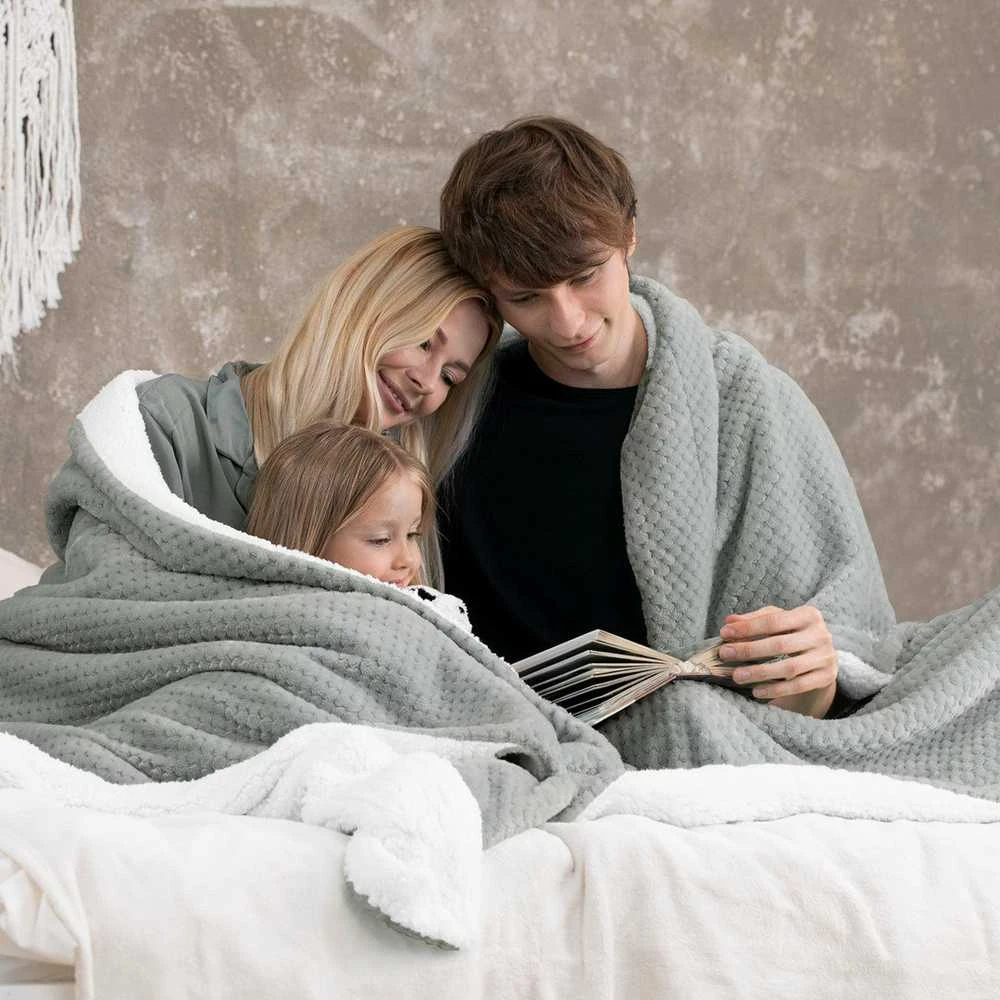 AmeliaHome Pledas SHLEEPY, 220x240 cm, spalva: pilka/balta