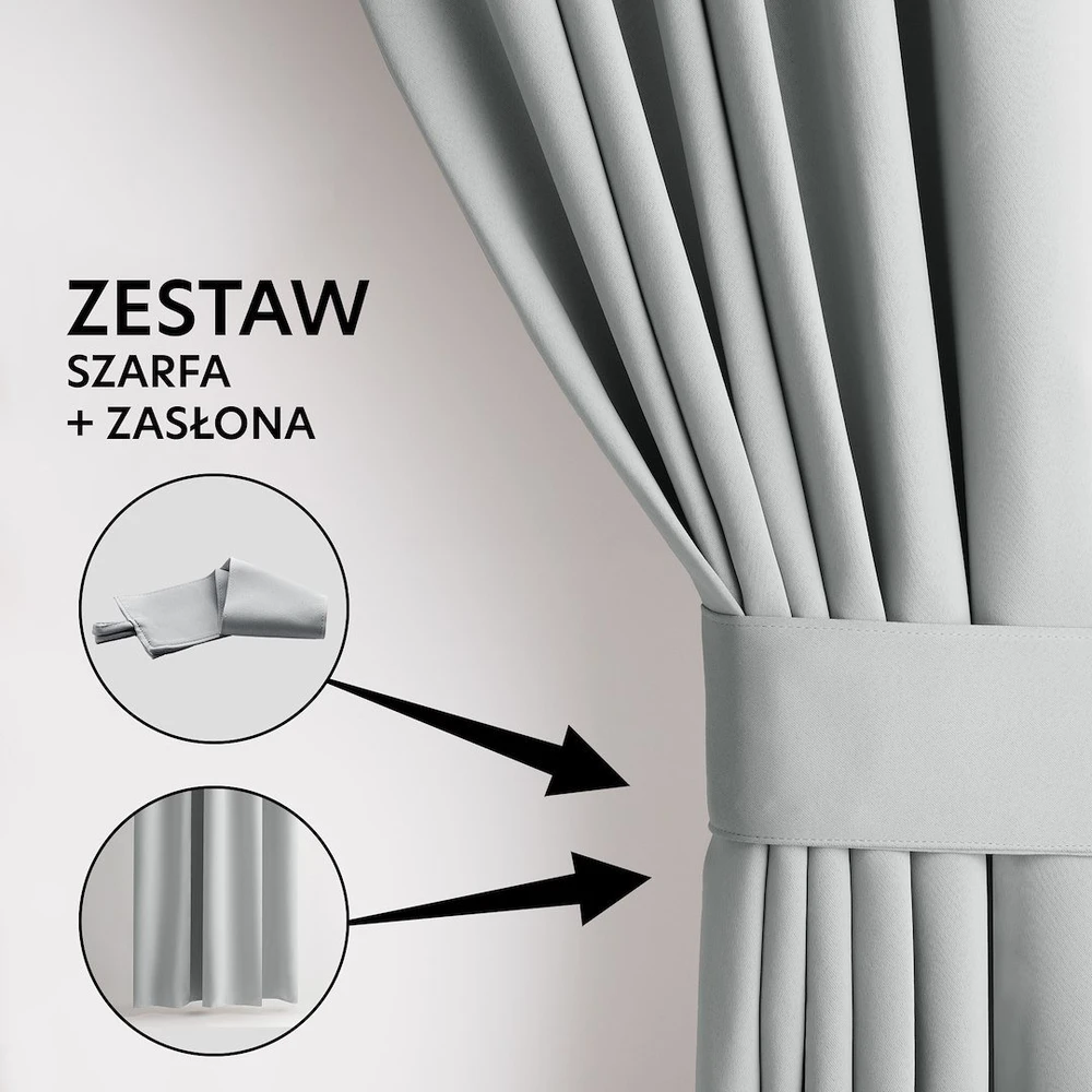 Pilka užuolaida su kilpomis Blackout AmeliaHome 140 × 175 cm