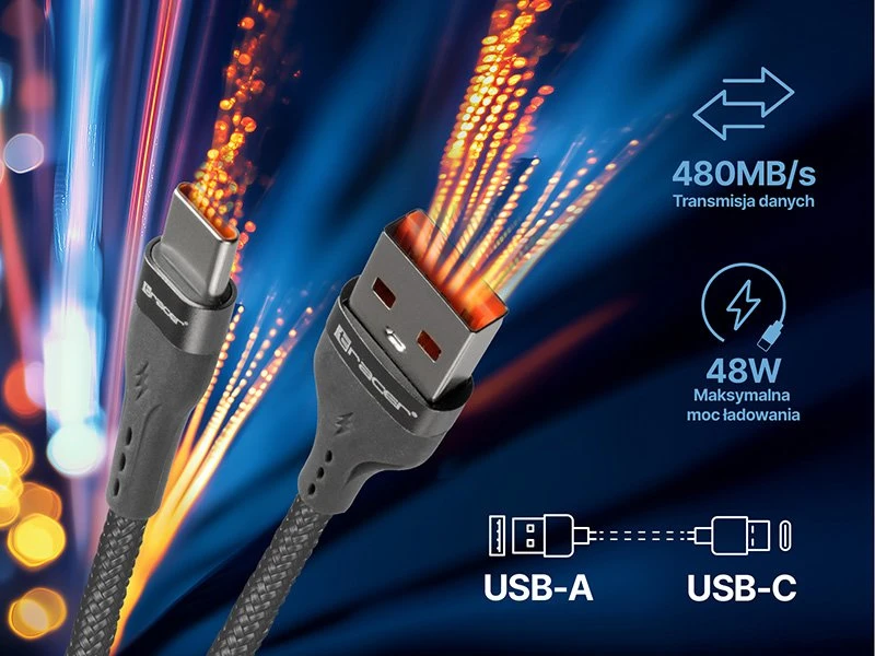 TRACER USB A - C tipo kabelis 1m GR