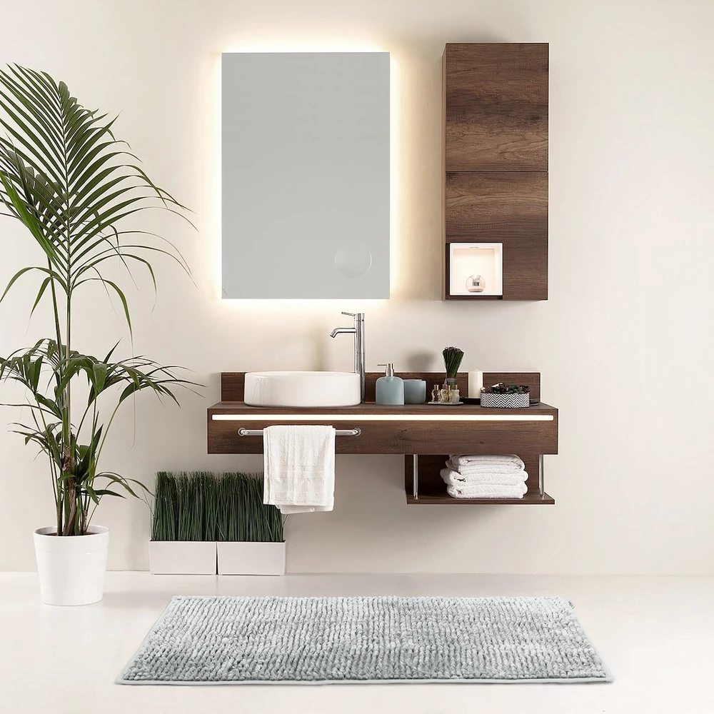 AmeliaHome Pilki vonios kilimėlių komplektas 50×80 + 40×50