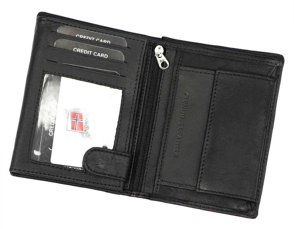 Norwegia, skórzany męski portfel Money Kepper SN5601 RFID