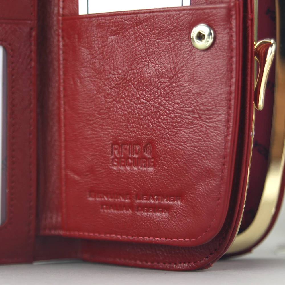 Natūralios odos moteriška piniginė RFID Patrizia IT-123, raudona